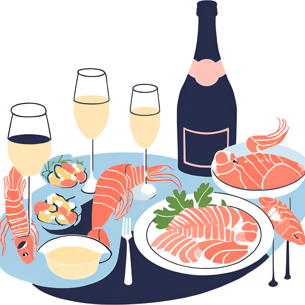 Crudi di mare e champagne